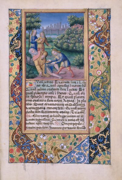 Ms Lat. Q.v.I.126 fol.17 The Drunkenness of Noah, fra Book of Hours of Louis dOrleans, 1490 av Jean Colombe