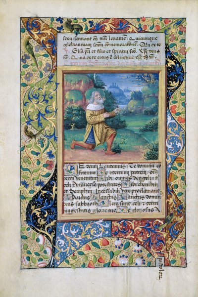 Ms Lat. Q.v.I.126 fol.17v Kong David i bot for Gud Faderen, fra Time Book of Hours of Louis dOrleans, 1490 av Jean Colombe