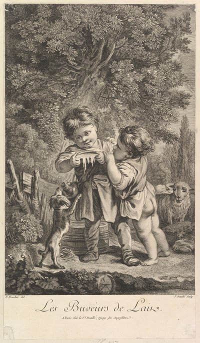Drikkemelk, 1700-tallet. av Jean Daullé