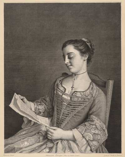 Frøken Lavergne Reading. av Jean Daullé