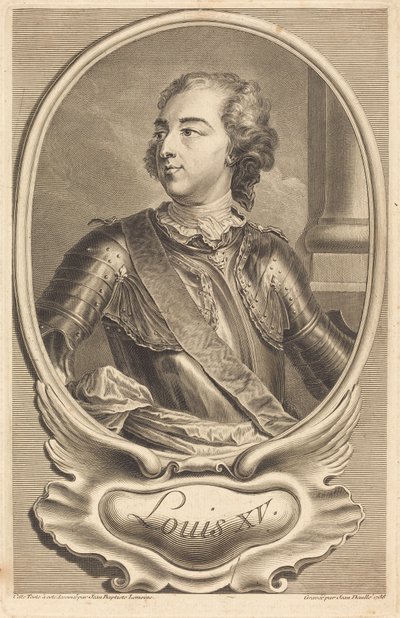 Ludvig XV av Jean Daullé after Jean Baptiste Lemoyne II