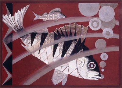 Fish, ca. 1925 (gouache, penn og blekk på papir) av Jean Dunand