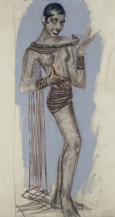Josephine Baker - En maquette for et viktig lakkpanel, ca. 1927 (blyant på papir) av Jean Dunand