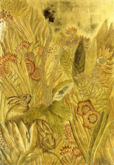 kaniner og blomster; Kaniner og blomster av Jean Dunand