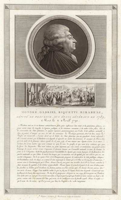 Portrett av Honore Gabriel Riqueti, greve av Mirabeau av Jean Duplessi Bertaux