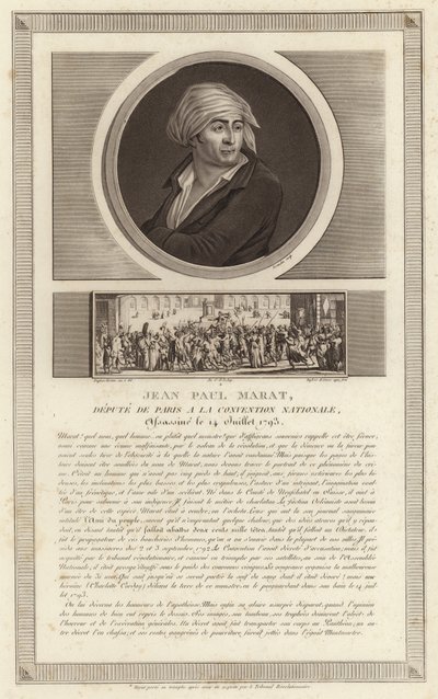 Portrett av Jean-Paul Marat av Jean Duplessi Bertaux