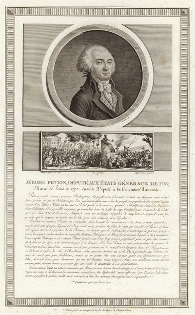 Portrett av Jerome Petion de Villeneuve av Jean Duplessi Bertaux