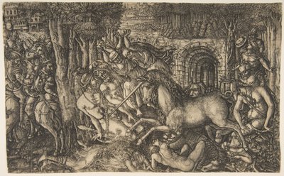 En konge forfulgt av en enhjørning, fra Unicorn-serien, ca. 1555. av Jean Duvet