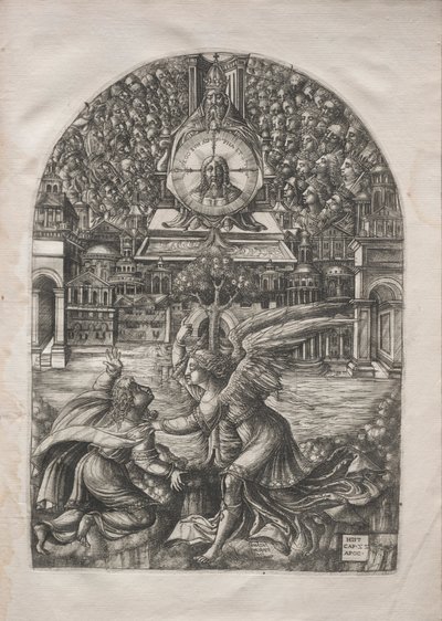 Apokalypsen: Engelen viser St. Johannes fontenen av levende vann, 1546-1556. av Jean Duvet