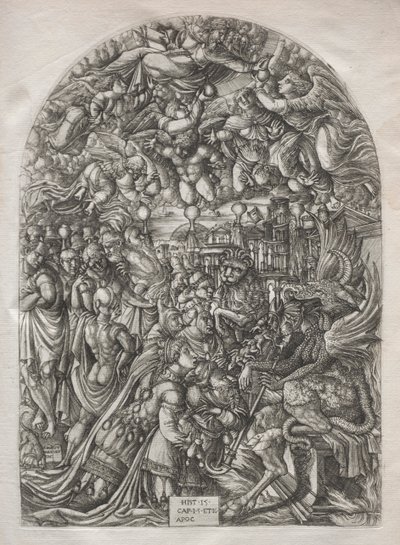 The Apocalypse: The Dragon with Two Horns and the Beast with Seven av Jean Duvet