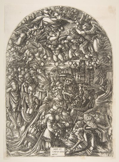Dragen med to horn og udyret med syv, fra Apocalypse.n.d. av Jean Duvet