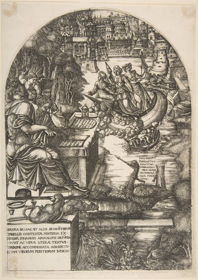 Kunstneren Jean Duvet i skikkelse av St. Johannes evangelisten, sittende ved et skrivebord, ca. 1546-55. av Jean Duvet