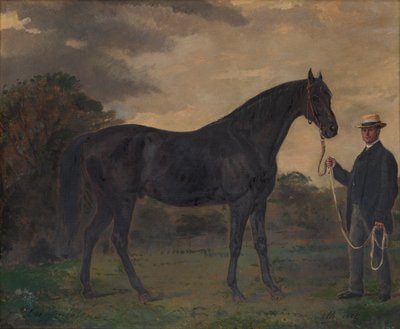 Chippendale & a Groom in Landscape, ca. 1837-1900 (olje på lerret) av Jean Edouard Lacretelle