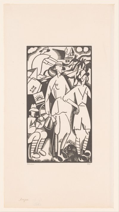 Fire soldater i et landskap Anzacs av Jean Emile Laboureur (signed by artist)