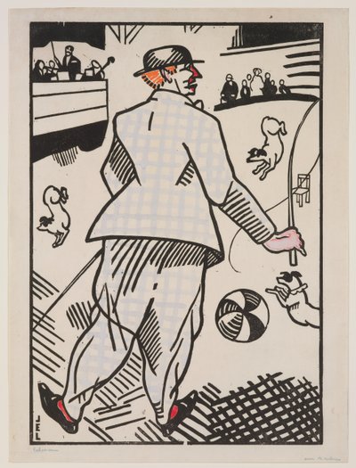 Clown mit Hunden von Jean-Emile Laboureur