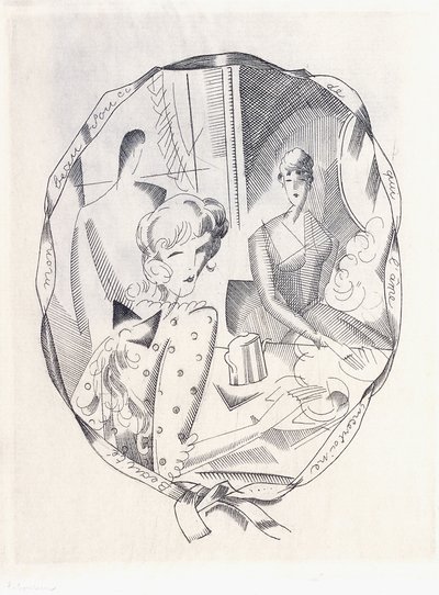 Illustration von zwei Koketten und einem Gentleman, 1920 von Jean Emile Laboureur