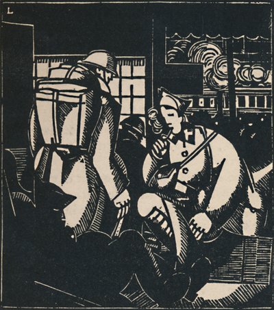 Die Soldaten am Bahnhof, 1919 von Jean Emile Laboureur