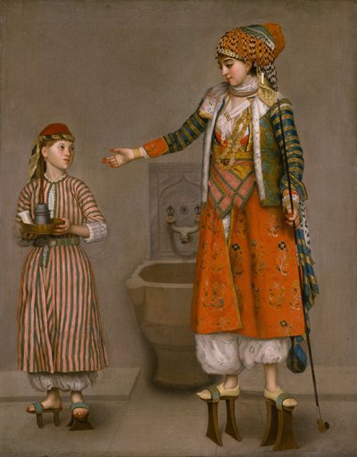Eine Dame in türkischer Kleidung und ihr Diener von Jean Étienne Liotard