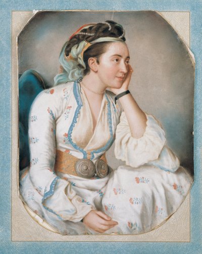Kvinne i tyrkisk kjole, midten av 1700-tallet. av Jean Étienne Liotard