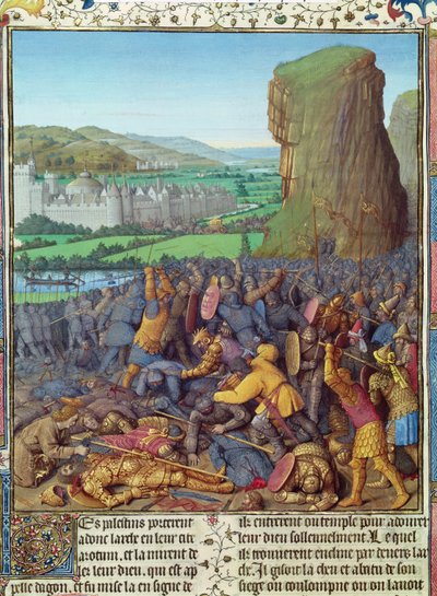Fr 247 fol.110 Israelittenes seier over filistrene, illustrasjon fra 