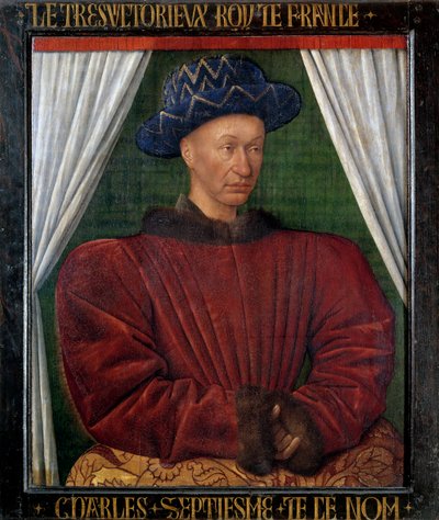 Portrett av Charles VII (1403-1461) konge av Frankrike. Maleri av Jean Fouquet (1420-1481) av Jean Fouquet