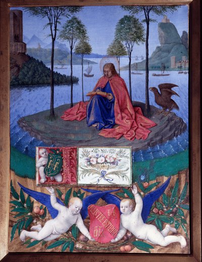 Saint John på øya Patmos Miniature i "" The Hours of Etienne Chevalier"" av Jean Fouquet (1420-1481) av Jean Fouquet