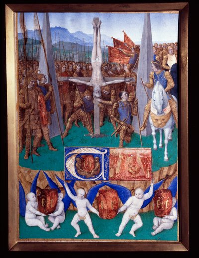 St. Peters martyrium Miniature hentet fra "The Book of Hours of Etienne Chevalier" av Jean Fouquet (1420-1477/1481) av Jean Fouquet