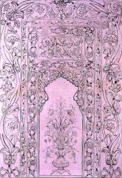 Flisepanel fra den blå moskeen, i Tabriz, Persia, fra 