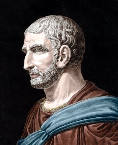 Portrett av Lucius Junius Brutus - Lucius Iunius Brutus (509-545 f.Kr.) - Legendarisk grunnlegger av den romerske republikk - Gravering av Jean Francois Janinet (1752-1814) av Jean Francois (after) Janinet