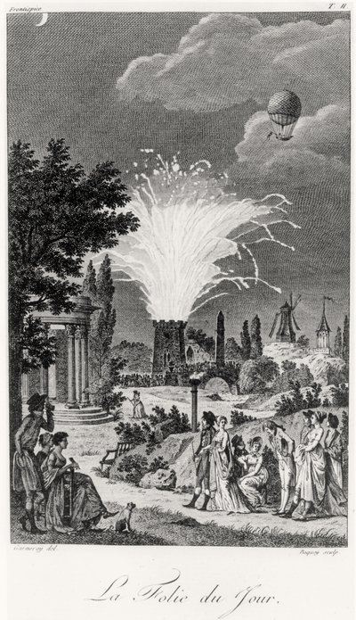 Fyrverkeri ved Jardin de Tivoli, ca. 1826 av Jean Francois Garneray