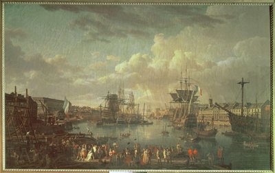 Utsikt over havnen i Brest av Jean Francois Hue