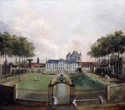 Utsikt over Chateau de Mousseaux og dets hager, av Jean Francois Hue