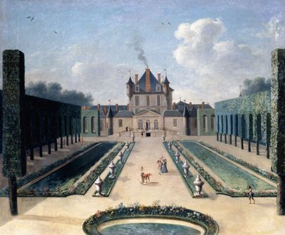 Utsikt over Chateau de Mousseaux og dets hager, av Jean Francois Hue