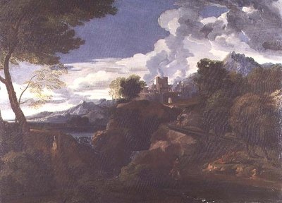 Landskap med en brennende by av Jean Francois I Millet