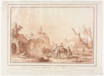 Før vollen til en landsby, 1774. av Jean Francois Janinet