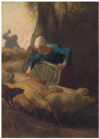 Telling av flokken, 1847-49 av Jean Francois Millet