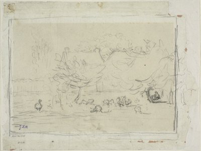 Gjess i et gårdstun av Jean Francois Millet