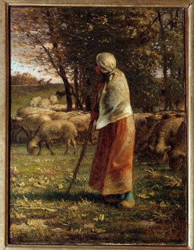 La petite bergere Maleri av Jean Francois Millet (1814-1875) 1800-tallet Søn. 0,32x0,25 m Paris, musee d