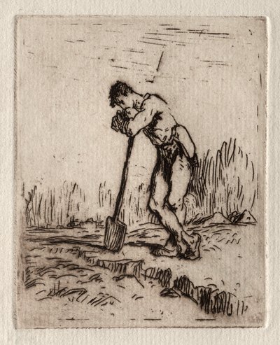 Mann som lener seg på en spade av Jean Francois Millet