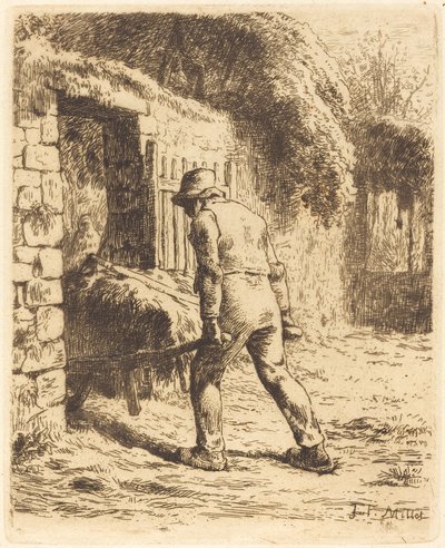 Mann med trillebår (bonden som kommer tilbake fra møkka) av Jean Francois Millet