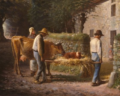 Bønder som henter hjem en kalv født på åkrene, 1864. av Jean Francois Millet