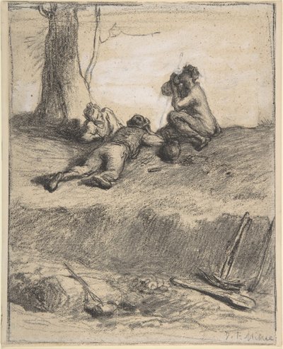 Veiarbeidere ved lunsj, ca. 1850-52. av Jean Francois Millet