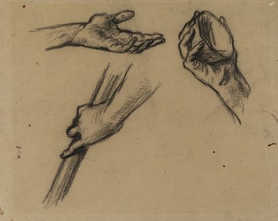 Studies of Hands (kull på papir) av Jean Francois Millet