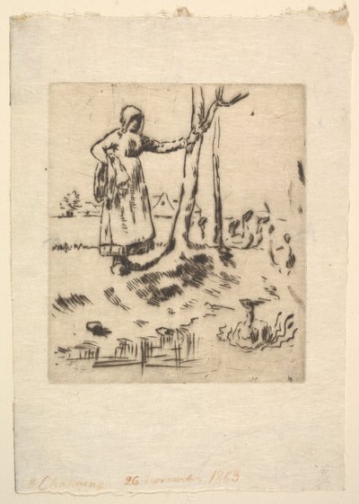 Gåsejenta, 1830-75. av Jean Francois Millet