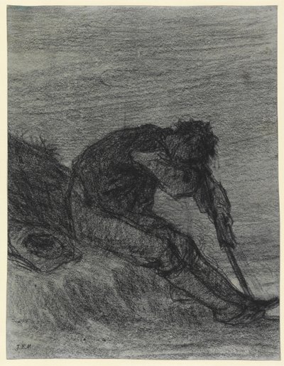 The Tired Haymaker (svart kritt på papir) av Jean Francois Millet