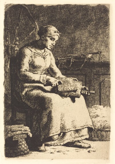 The Wool Carder (La cardeuse) av Jean Francois Millet