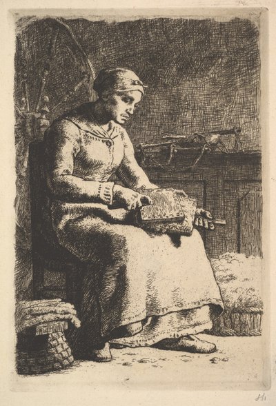 The Wool Carder, 1834–75 av Jean Francois Millet