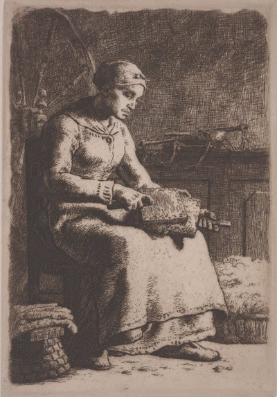 The Wool Carder, ca. 1856 (etsing) av Jean Francois Millet