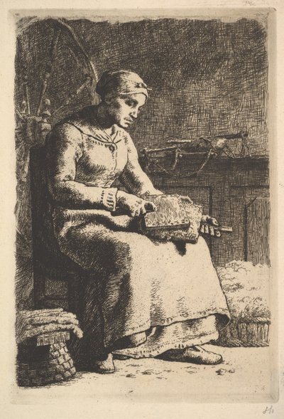 The Wool Carder, ca. 1855-56. av Jean Francois Millet