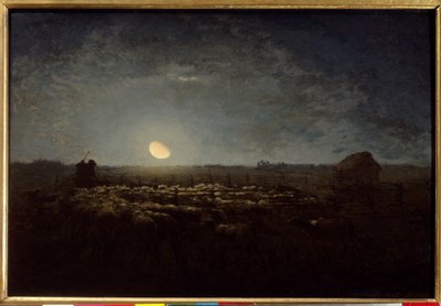 Saueparken, måneskinn. Maleri av Jean Francois Millet (1814 - 1875) av Jean Francois Millet